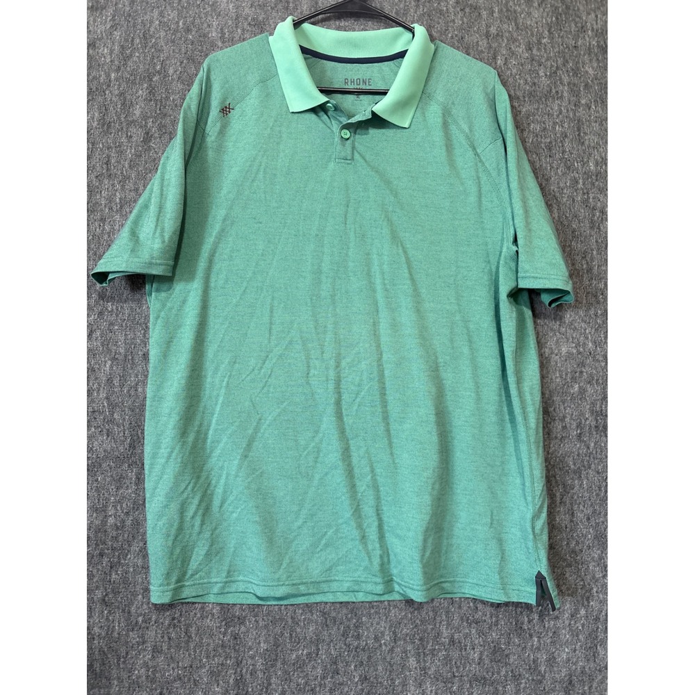 Rhone Delta Pique Polo Shirt Mens XL Green Heather Performance Short Sleeve